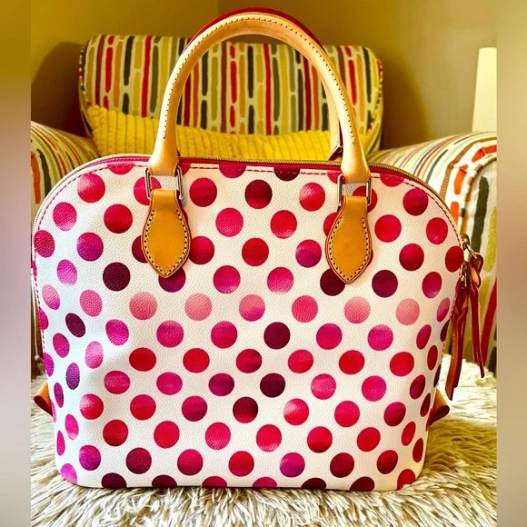 Dooney & Bourke Kendall Pink and Red Polka Dot Satchel - Picture 12 of 14